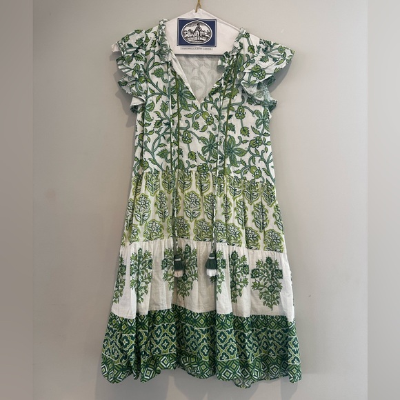 CELINA MOON Dresses & Skirts - CELINA MOON Green and White Floral Sundress